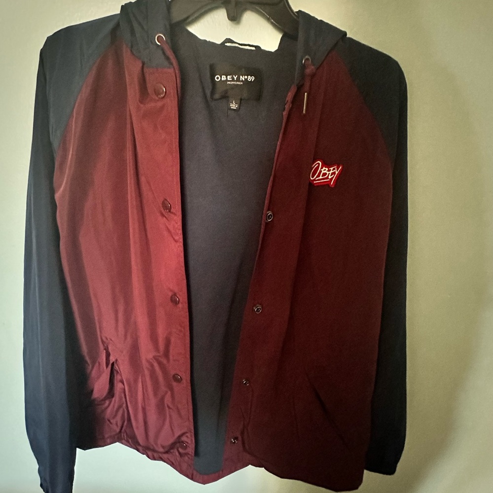 Obey Red and Blue Bomber Varsity Jacket
